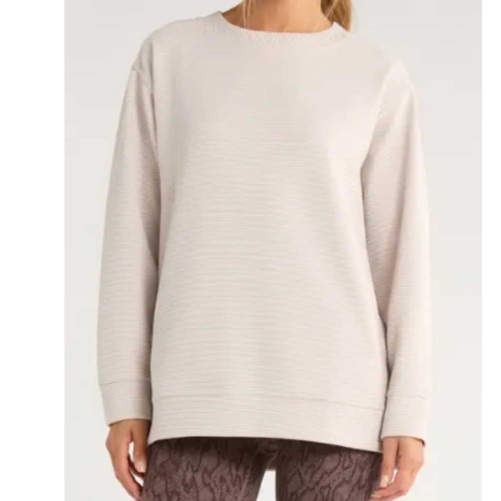 Zella Kick Back Ottoman Knit Sweatshirt – Grey Moonbeam – Size Small (Runs Big)